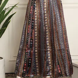 NEUDIS Abstract Printed Flared Maxi Skirt-image-18