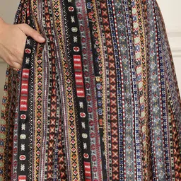 NEUDIS Abstract Printed Flared Maxi Skirt image 5