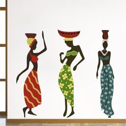 rawpockets Multicoloured African Lady Warli PVC Vinyl Wall Stickers-image-63