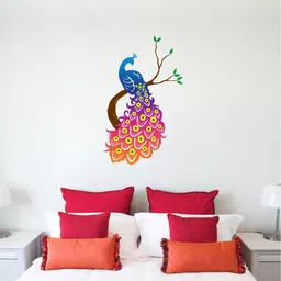 rawpockets Multicolored Peacock PVC Vinyl Wall Stickers-image-63