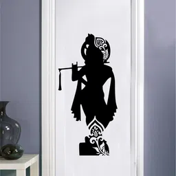 rawpockets Black Silhouette Of Lord Krishna Wall Stickers-image-79