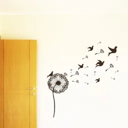 rawpockets Multicoloured Flower with Birds PVC Vinyl Wall Stickers-image-49