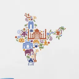 rawpockets Multicolored Indian Culture Map PVC Vinyl Wall Stickers-image-88
