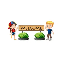 rawpockets Green & Brown Welcome With Kids PVC Vinyl Wall Sticker-image-7