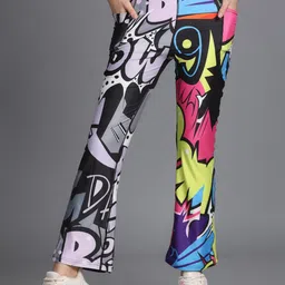The Dance Bible Women Graphic Printed Flared High-Rise Yoga Track Pants-picture-11