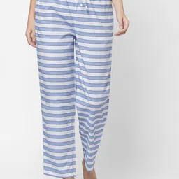 SOIE Women White & Blue Super-soft Rayon printed Lounge Pants-image-63