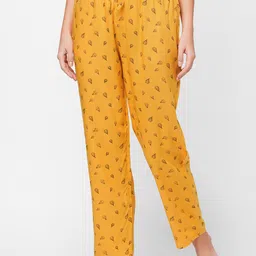 SOIE Women Mustard Super-soft Rayon Printed Lounge Pants-image-51