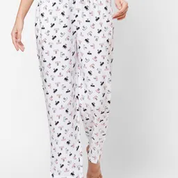 SOIE Women White Super-soft Rayon printed Lounge Pants-image-94