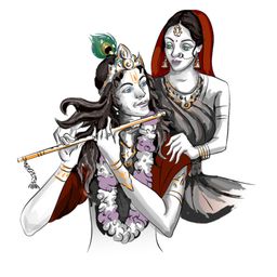 rawpockets Multicolour Lord Krishna with Radha PVC Vinyl Wall Stickers-16