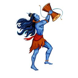 rawpockets Blue & Brown Lord Shiva With Damru Wall Stickers-image-68
