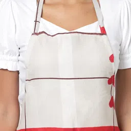 Arrabi Cream-Colored & Red Geometric Printed Apron image 2