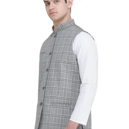 Exotic India Double Checked Pattern Nehru Jacket image 2