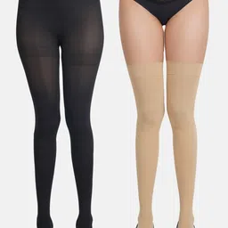 N2S NEXT2SKIN Women Pack of 2 Black & Beige Stockings-image-72
