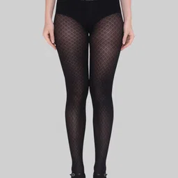 PLUMBURY Women Self Design Semi-Sheer Pantyhose Stockings-image-11
