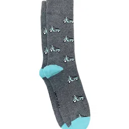 Mint & Oak Men Grey Melange Patterned Scoot-Over Calf-Length Socks-45