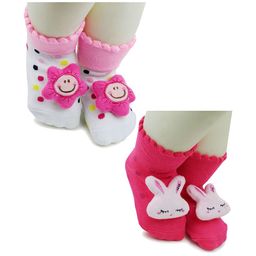 BAESD Infants Pack of 2 Applique Detail Anti-Skid Stretchable Ankle Length Socks-image-85