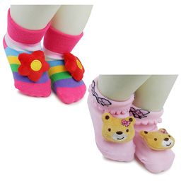 BAESD Infants Pack of 2 Puffy-Applique Detail Ankle-Length Socks-image-84