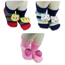 BAESD Infants Pack of 3 Anti Skid Above Ankle Length Socks-49