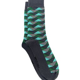 Mint & Oak Men Green & Grey Play the Angles Calf-Length Socks-21