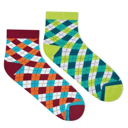 Dynamocks Unisex Pack Of 2 Checked Ankle-Length Socks-15