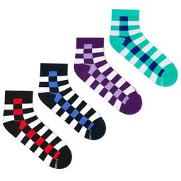 Dynamocks Unisex Pack of 4 Checked Ankle-Length Socks-64
