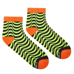 Dynamocks Unisex Black & Fluorescent Green Patterned Ankle-Length Socks-47