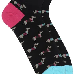 Soxytoes Unisex Black & Pink Patterned Ankle-Length Socks-picture-36