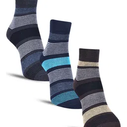 Dollar Socks Men Pack of 3 Striped Cotton Above Ankle-Length Socks-25
