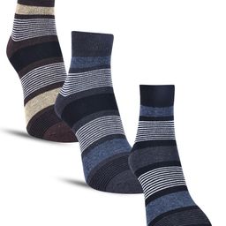 Dollar Socks Men Pack of 3 Striped Cotton Above Ankle-Length Socks-58