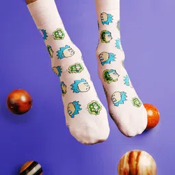 Balenzia X Rick and Morty Men Pack of 2 Patterned Calf-Length Socks-38