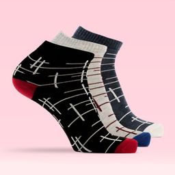 LUX MOZZE Pack of 3 Cotton Assorted Ankle-Length Socks-image-23