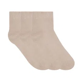 N2S NEXT2SKIN Women Pack Of 3 Beige Solid Cotton Ankle-Length Socks-image-99