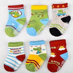 FOOTPRINTS Infant Kids Pack Of 6 Organic Cotton Ankle-Length Socks-40