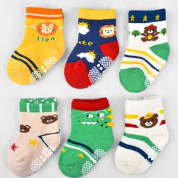 FOOTPRINTS Infant Kids Pack Of 6 Organic Cotton Ankle-Length Socks-39
