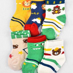 Moms Home Kids Pack of 6 Organic Cotton Ankle-Length Socks-image-24