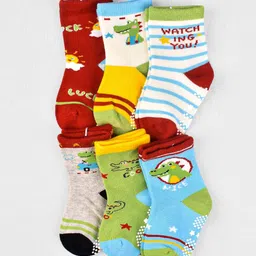 Moms Home Kids Pack of 6 Assorted Organic Cotton Ankle-Length Socks-picture-41