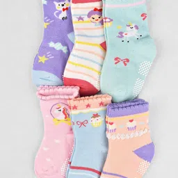 Moms Home Kids Pack of 6 Assorted Organic Cotton Ankle-Length Socks-image-73
