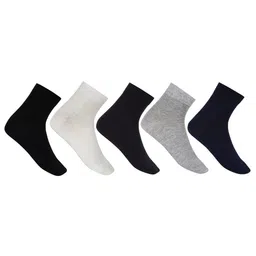 SIDEWOK Men Pack Of 5 Solid Pure Combed Cotton Ankle-Length Socks-51
