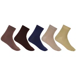 SIDEWOK Men Pack Of 5 Solid Pure Combed Cotton Ankle-Length Socks-17
