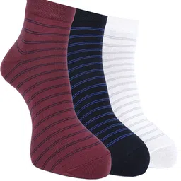 Force NXT Men Pack Of 3  Striped Cotton Ankle-Length Socks-32