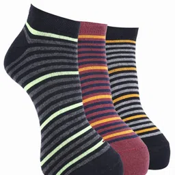 Force NXT Men Pack Of 3 Striped Cotton Ankle-Length Socks-image-91
