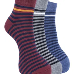 Force NXT Men Pack Of 3 Striped Cotton Ankle-Length Socks-image-82