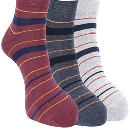 Force NXT Men Pack Of 3  Striped Cotton Ankle-Length Socks-42