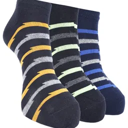 Force NXT Men Pack Of 3 Striped Cotton Ankle-Length Socks-55