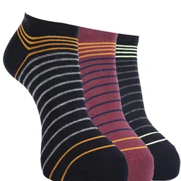Force NXT Men Pack Of 3 Striped Cotton Ankle-Length Socks-35