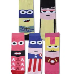 Dollar Socks Kids Pack Of 5 Assorted Pure Cotton Calf-Length Socks-image-97