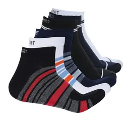 CRUSSET Men Pack Of 6 Striped Assorted Cotton Ankle-Length Socks-51