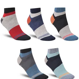 Dollar Socks Men Pack Of 5 Colorblocked Cotton Ankle-length Socks-58