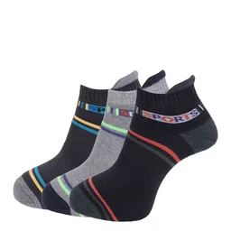 Dollar Socks Men Pack of 3 Striped Ankle Length Cotton Socks-38
