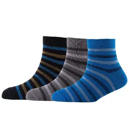 Cotstyle Men Pack Of 3 Striped Pure Cotton Above Ankle Length Socks-image-89
